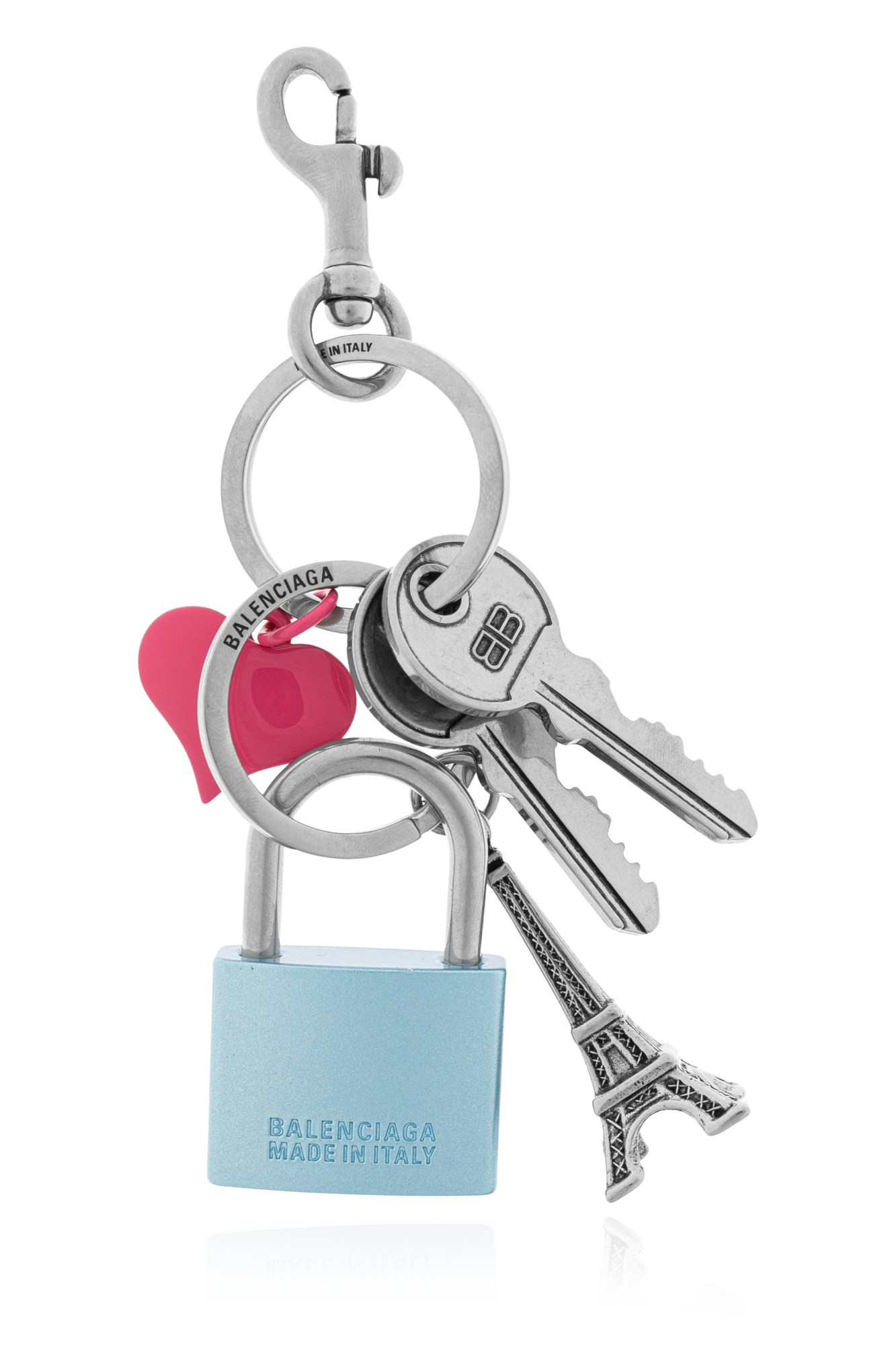 【BALENCIAGA】Lock and Heart Charm Key Ring/全国送料込み BALENCIAGA*バッグチャーム ハート鏡付 SLG 鍵 (BALENCIAGA
